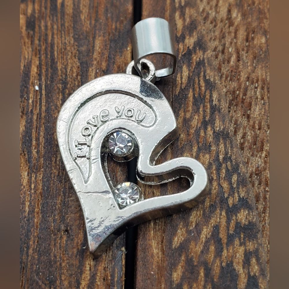 I love you abstract art deco heart necklace pendant
